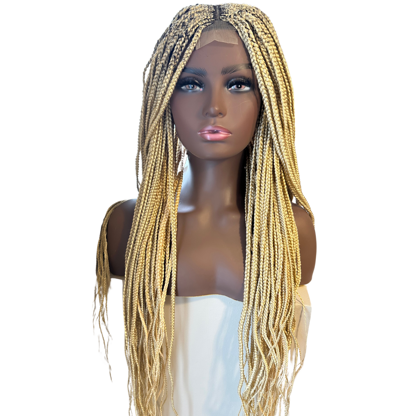 Blonde Braided Wig with Centre Part Closure